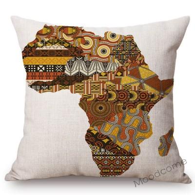 Nordic Africa Map African Tribe Designs Home Decorative Sofa Pillow Case Cotton Linen Wild Life Animal Office Chair Pillow Cover