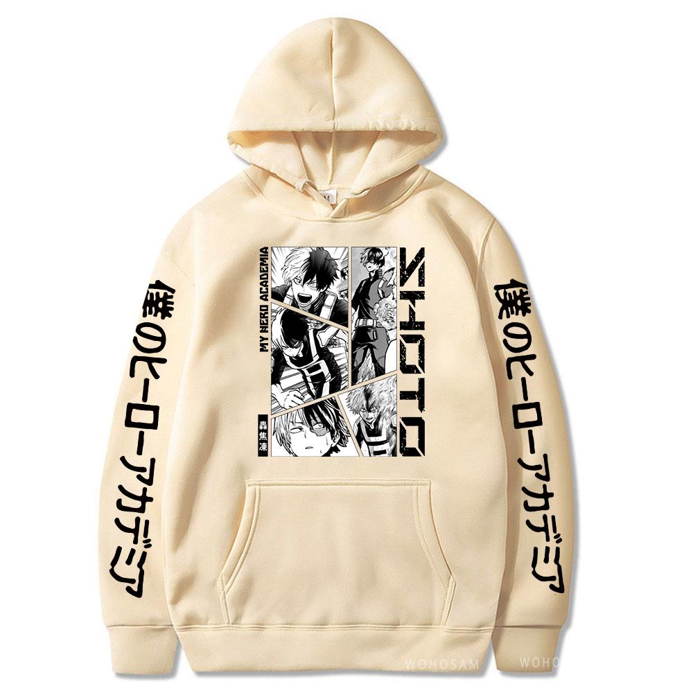 Мужские толстовки с принтом «My Hero Academy» в стиле аниме «Тодороки шото», пуловер с капюшоном в стиле Харадзюку в стиле хип-хоп, осенне-зимняя уличная одежда