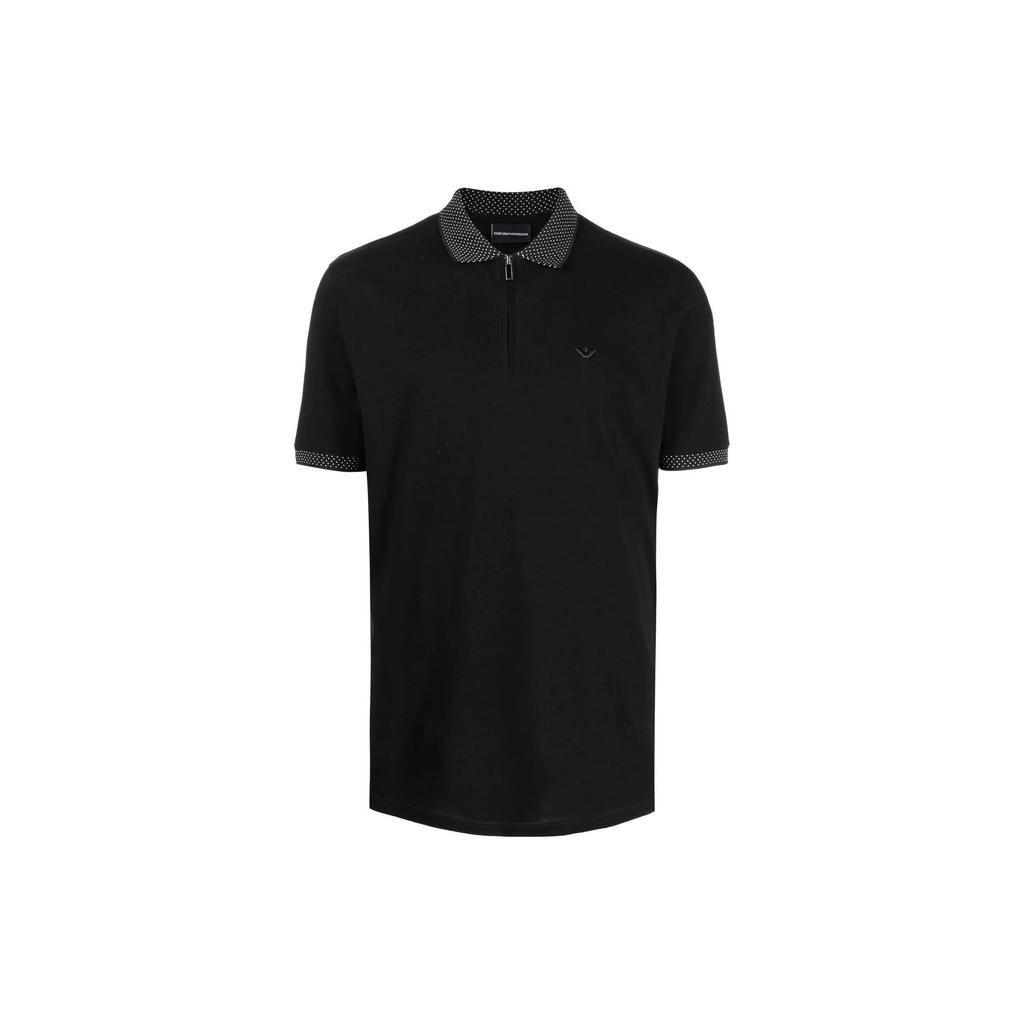Emporio Armani Мужская футболка-поло с вышитым логотипом SS23, с коротким рукавом, черная 3R1F75-1JTKZ-999