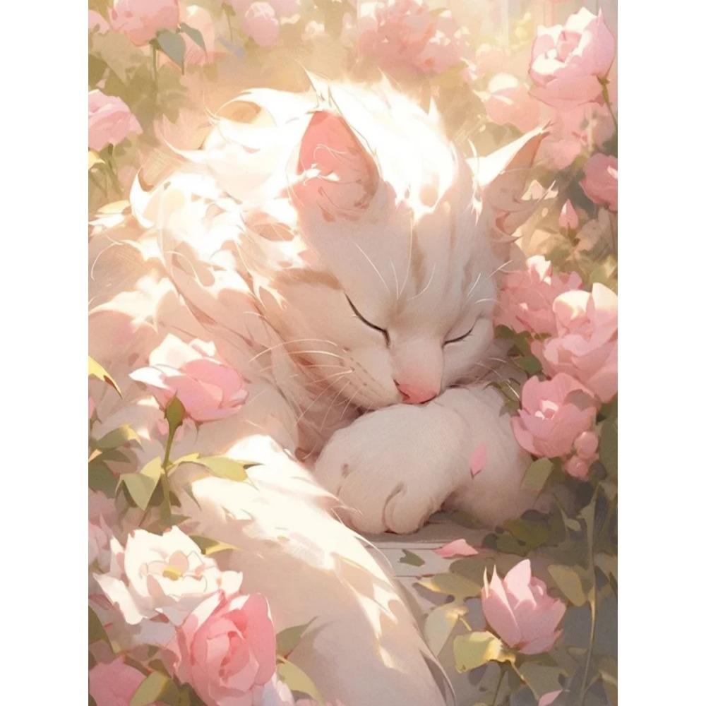 Алмазная картина, полная дрель, милый лев, кошка, животное, круглая алмазная живопись, ручная работа, Лось, панда, сделай сам, алмазная мозаика, картина, украшение для дома