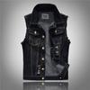 Men's Fashion Large Size Ripped Black Denim Vest