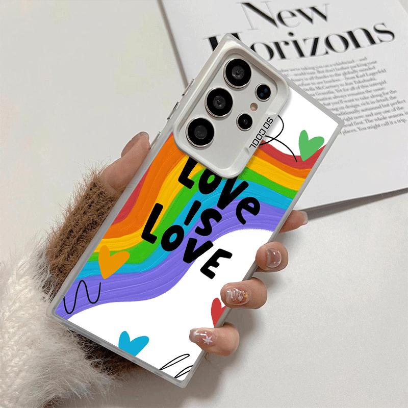 LGBT Rainbow Love Is Love Soft Phone Case for Samsung Galaxy S24 S25 FE S26 Edge S23 Ultra S22 Plus S21 + Shockproof Cover Back