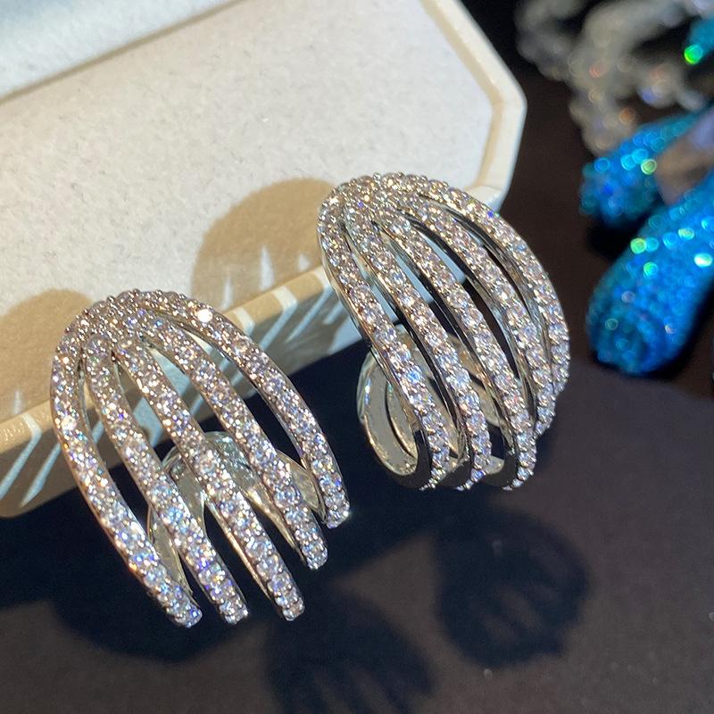 Серьги Light Luxury Line Geometric, микро-инкрустированные циркониевые украшения Temperament, помолвочные банкетные серьги