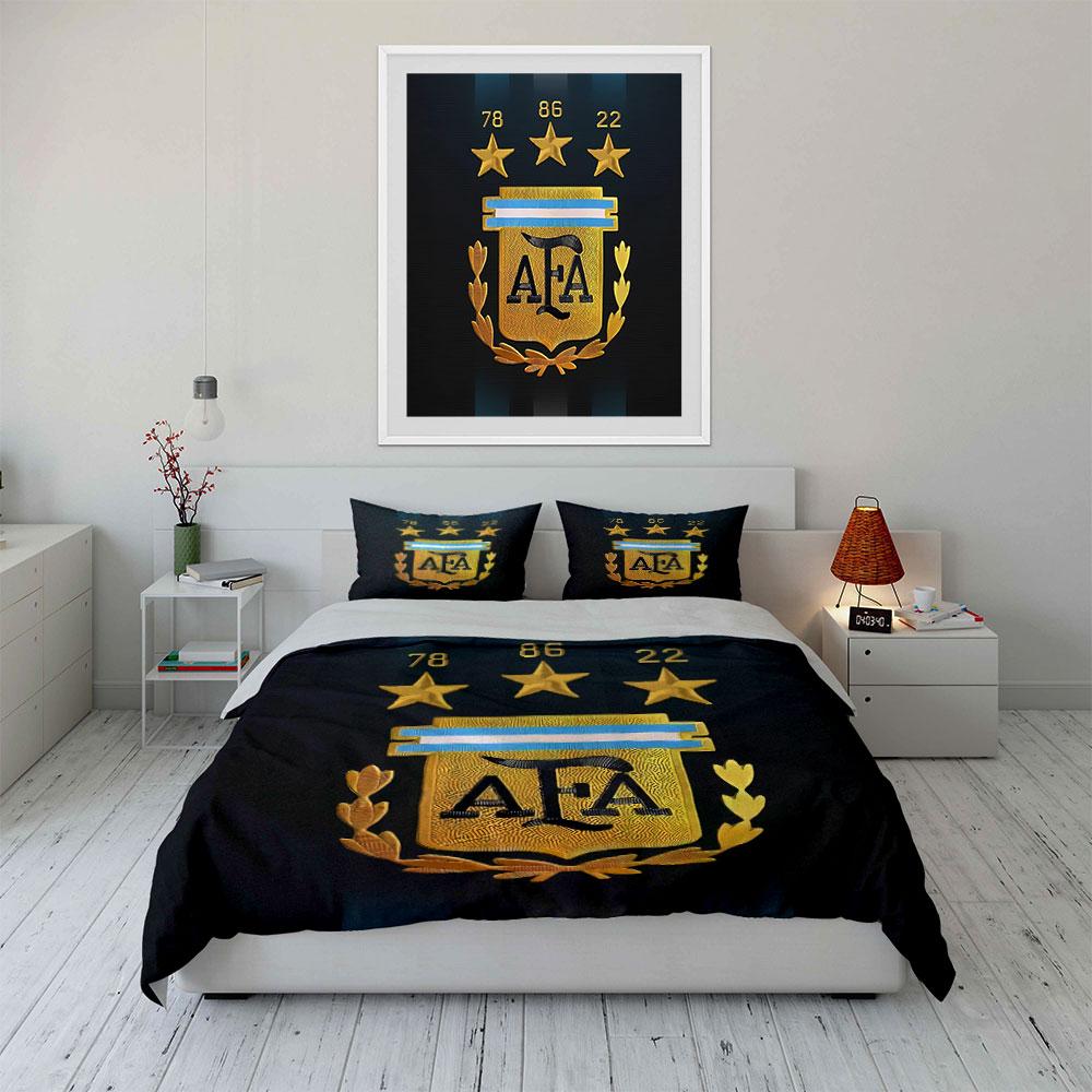Golden stars and emblem. Bedding sets Duvet cover sets Duvet covers Pillowcases(1 * Duvet Cover 2 * Pillowcases without duvet insert)