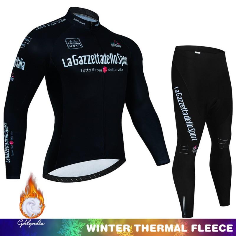 Winter Cycling Jersey Bib Tights Set Mountain Bike Riding Warm Fleece Long Sleeve Unisex