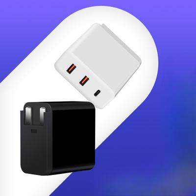 Сменная головка 38 Вт GaN 1C2A Многопротокольная зарядная головка PD20 Вт+QC3.0+Двойной A Многопортовое дорожное зарядное устройство