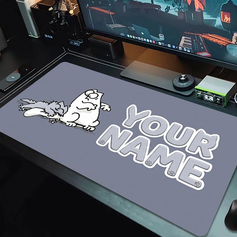 Custom Name Simon's Cat Mouse Pad Large Gaming Table Cushion Non-slip Laptop Tablet Big Mousepad XXL Mat Mini PC Playmat With Lock edge_XIA