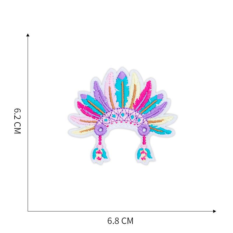 Вышитая нашивка на ткани: Дизайн перьев кактуса для ремонта одежды и брюк