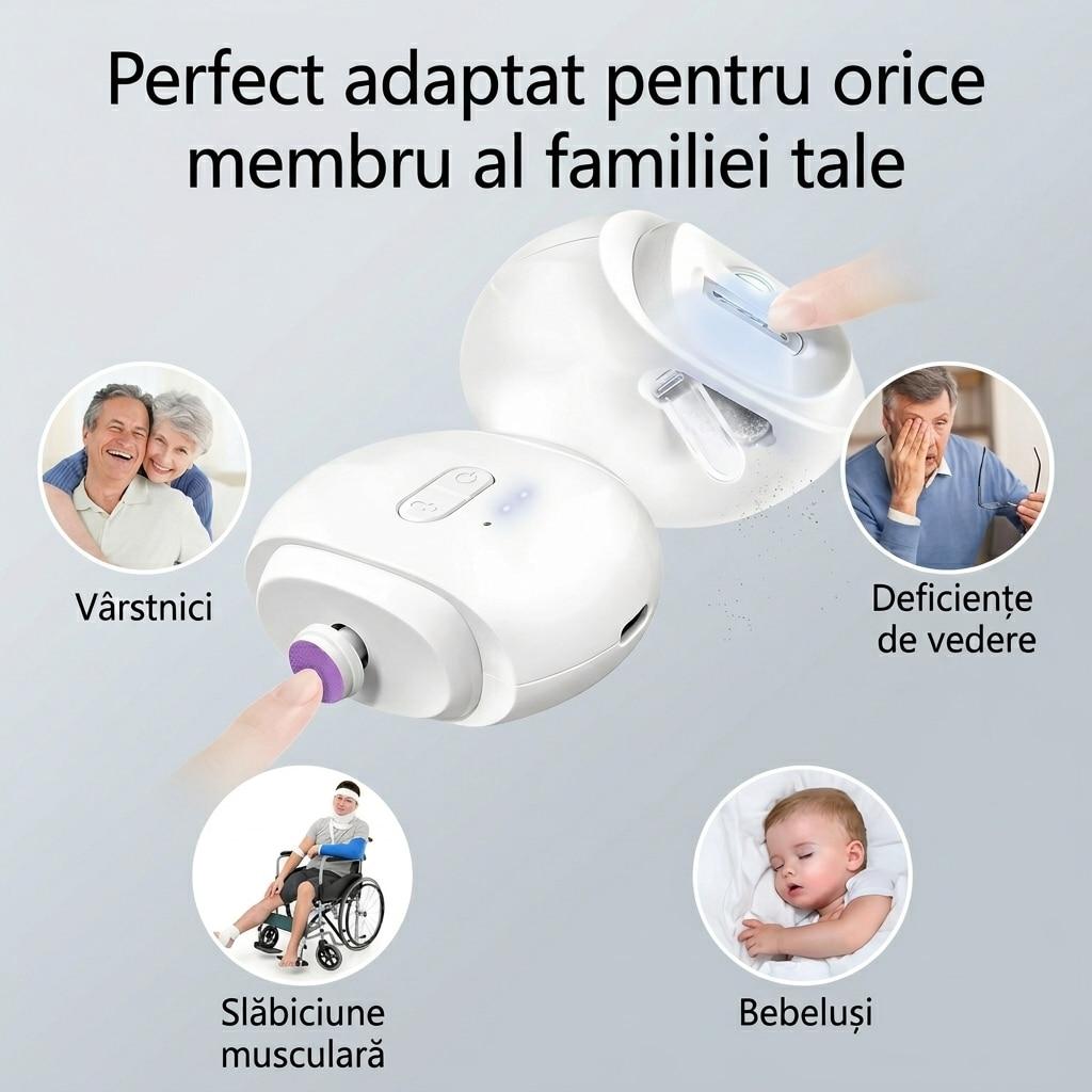 Electric Nail Trimmer LED Light 2 Speeds USB Rechargeable Magnetic Cap Dust Collection Safe Baby Kids Elderly
