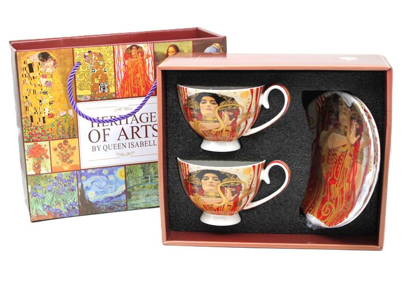 Porcelain Cups 2 Pcs. Klimt Judith 250 + Saucers - Heritage Of Art