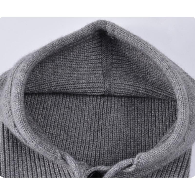 Winter Outdoor Warmer Balaclava Hats Women Girls Knitted Hooded Hats Scarf and Gloves Set Drawstring One-piece Neck Collar Beanies Caps