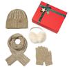 Christmas Hat, Scarf, Gloves, Water Cup Four-piece Set, Winter Velvet Warm Knitted Hat, New Year's Gift Box.