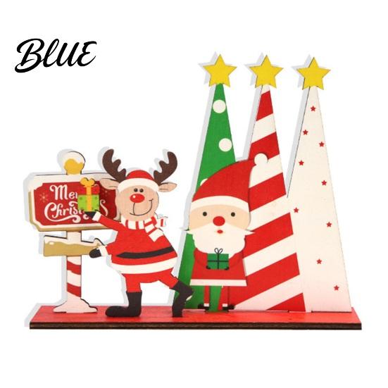 Easy Assembly Xmas Crafts Wooden Christmas Ornaments, Tabletop Decoration with Santa Claus Snowman Elk Window Display Props Designs for Home
