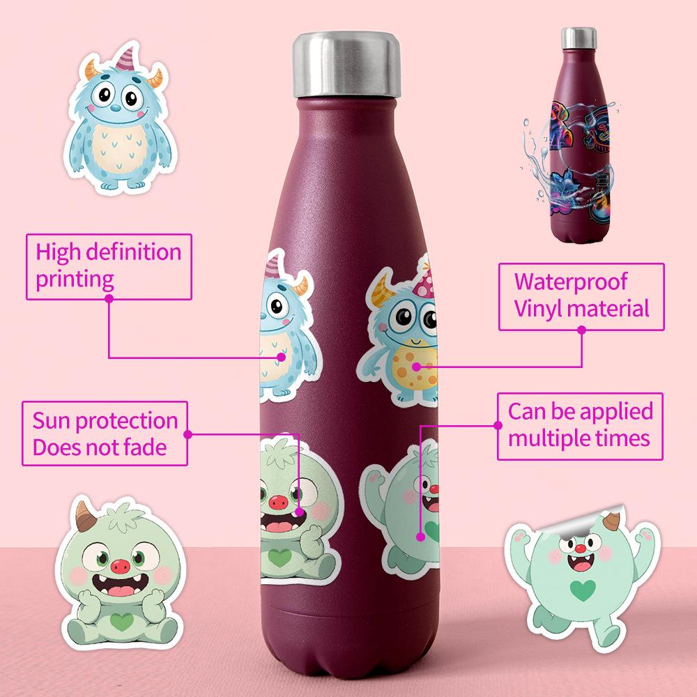 50 Cute Big-Eyed Animal Stickers - Waterproof, Decorative for Water Bottles & Phones