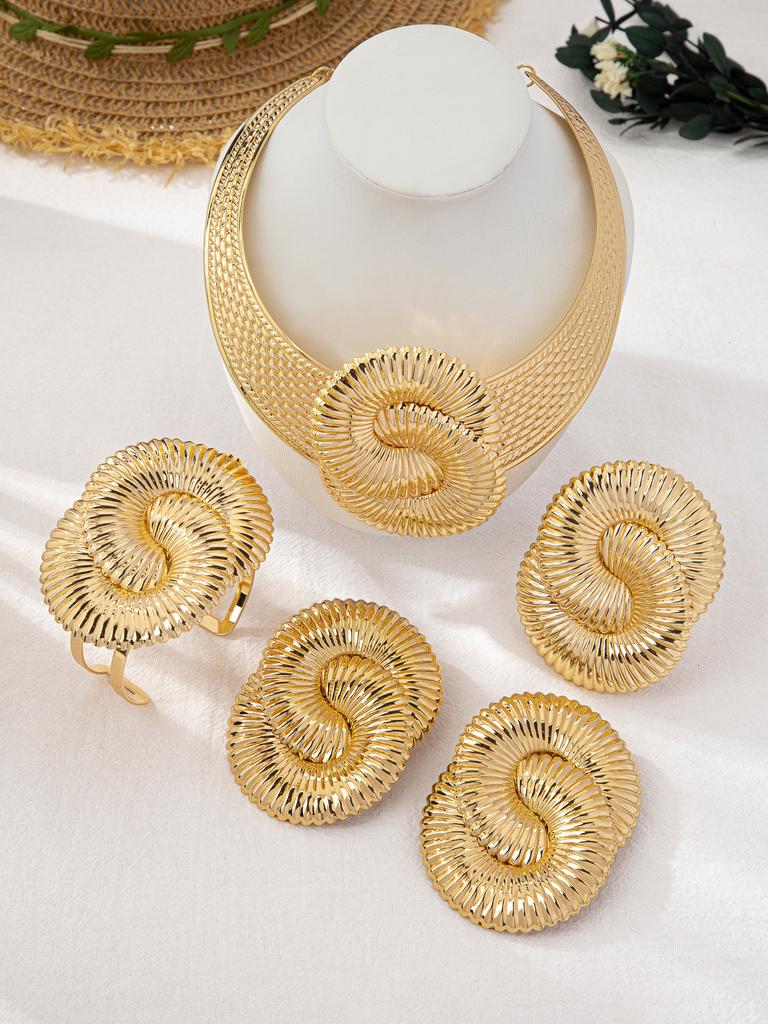 Модный комплект ювелирных изделий ожерелье браслет серьги кольцо для женщины