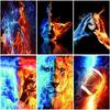 Полный круглый алмаз картина лед огонь животное Diy Алмазная вышивка Лев украшение дома подарок