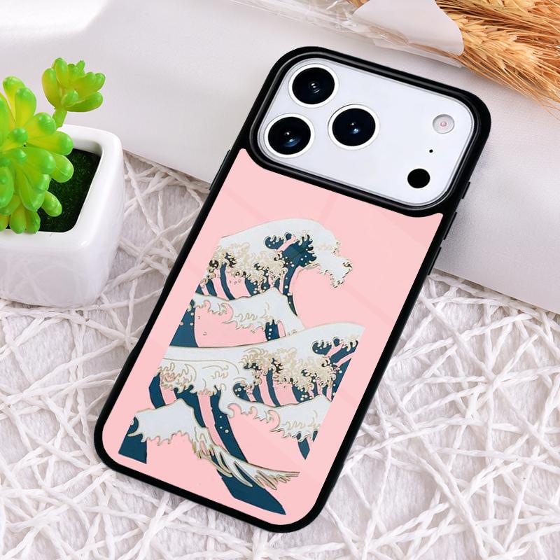 Мультяшный Милый Стильный Чехол с Волнами для iPhone 17 Air 16 15 11 12 14 13 Pro Max Ударопрочный Чехол