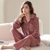 Пижама Женская Осень Зима Зима С Длинным Рукавом Тонкий Островной Флис Теплая Коралловый Флис Домашняя Одежда Зимний Костюм