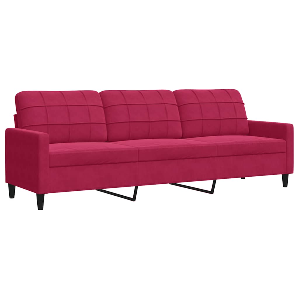 3 Seater Sofa Burgundy 210 cm Velvet