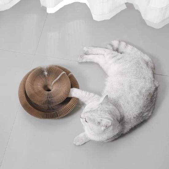 Когтеточка-гармошка для кошек, трансформируемая игрушка для кошек с мячиком с колокольчиком, когтеточка, интерактивная развивающая игрушка для дома