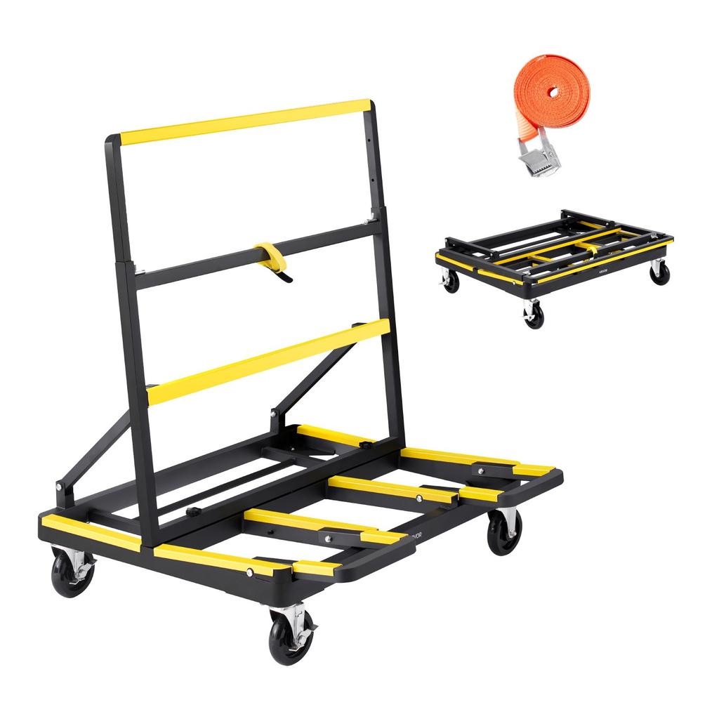 VEVOR Drywall Cart Dolly, 816 kg Load Capacity, Steel Panel Dolly with 4 Swivel Casters & Expandable Deck