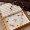 Autumn and winter double-layered tiger's eye stone and Swarovski pearl necklace for women, long style OT Stylish and trendy sweater chain