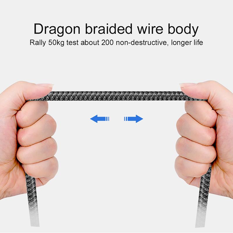 Нейлоновый кабель для передачи данных Быстрая зарядка USB A на Type C Зарядный кабель Для Huawei Samsung Android телефона Устройство зарядки TypeC 1M 2M 3M