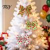 Reusable Seasonal Party Supplies 2Pcs Christmas Polka Dot Bow Decor, European Style Ribbon Ornament for Tree Topper Decorations Gift Box Wreath,