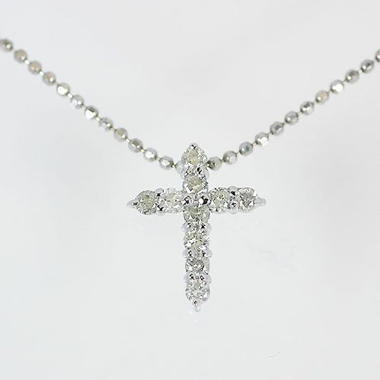 Ожерелье с подвеской-крестом из платины 900 пробы с бриллиантами SV925 [KASHIMA] 0,2 карата