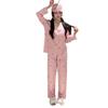 Korean 1011 spring new cartoon striped loungewear ice and snow silk long-sleeved trousers with eye mask ins loungewear