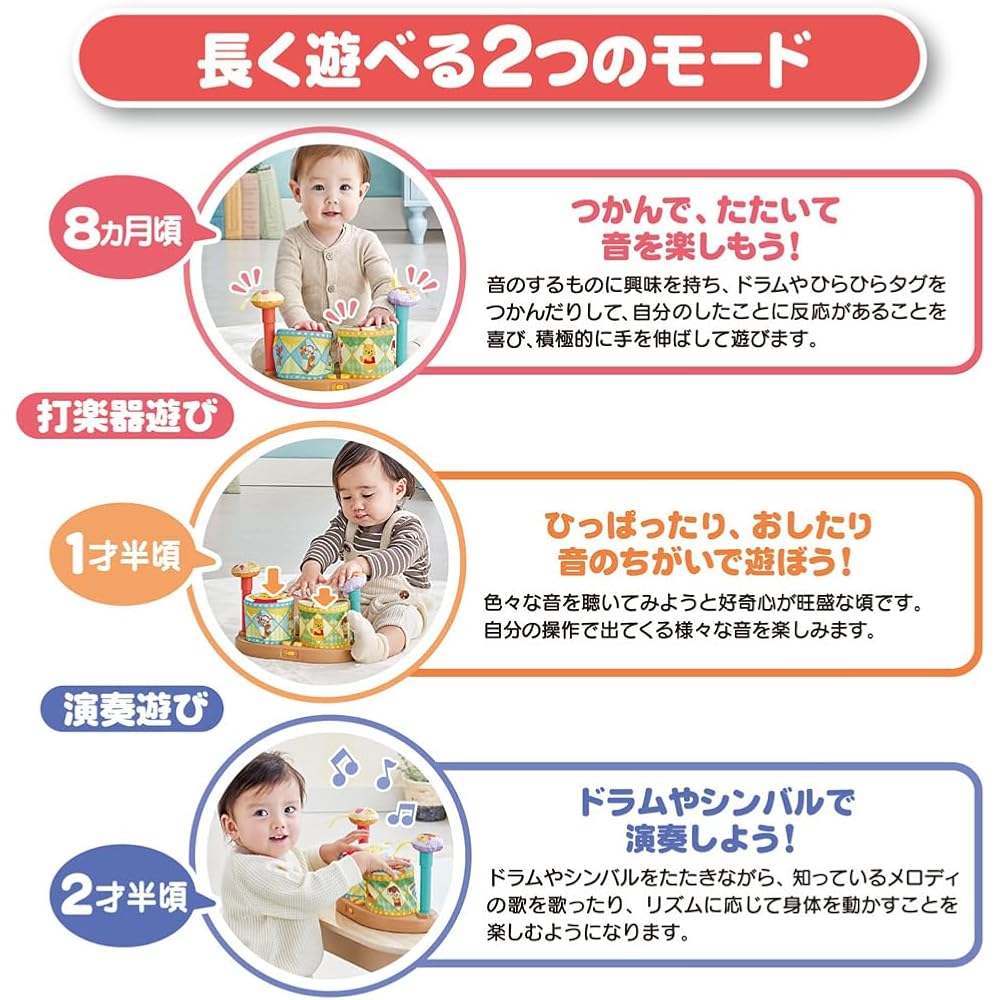 Disney Soft Bouncing Drum Winnie the Pooh Baby Toy Educational Musical Instrument