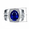 Горячая Распродажа Мужское Кольцо с Алмазом и Синим Сапфиром - Покрытие 18K Золотом