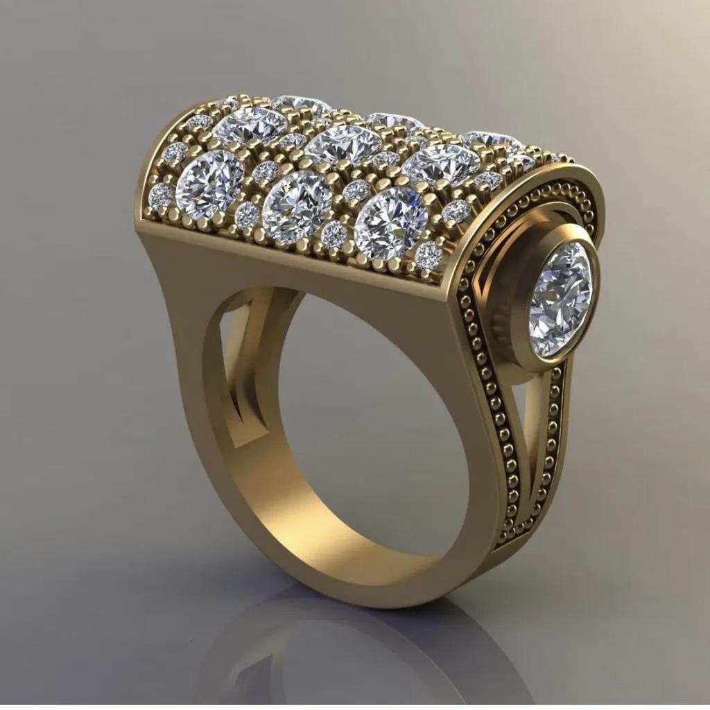 Sanjie Jewelry Золотое кольцо 18K с имитацией черного бриллианта в стиле хип-хоп - Европейский и американский стиль.
