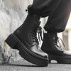Platform Martin Boots Men'S British Style Side Zipper Heightening Locomotive Boots High Top Big Head Shoes 30322-J