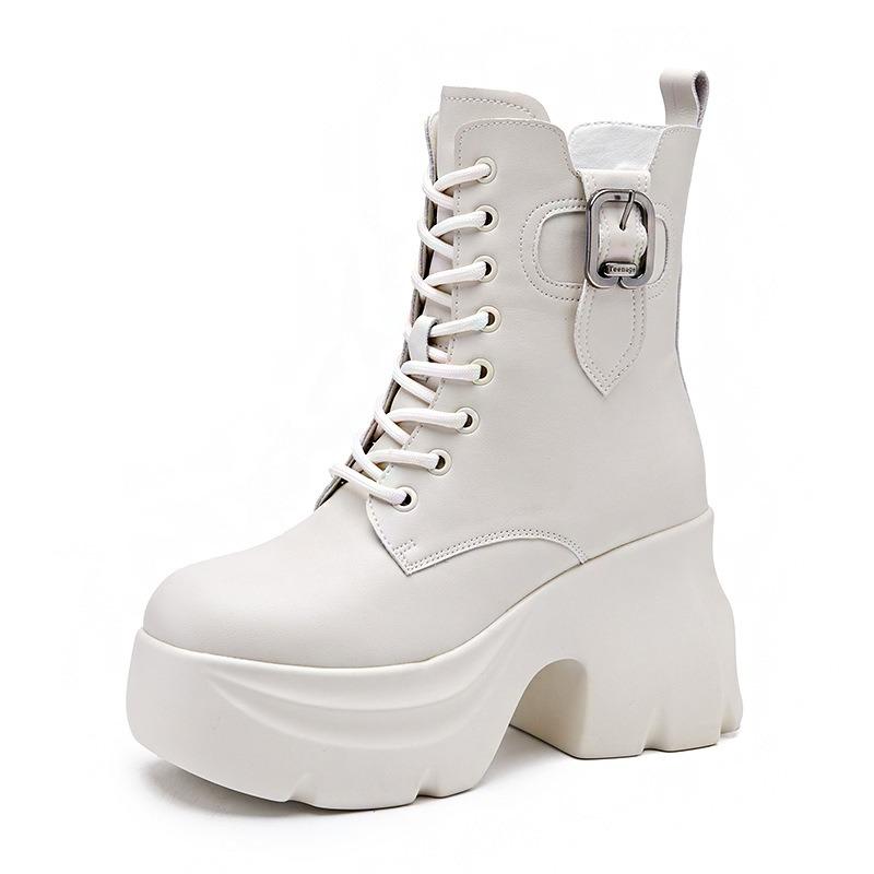 Ботинки мартин на толстой подошве короткие кожаные ботинки женские новые ботильоны челси на высоком каблуке короткие ботинки весенне-осенние одинарные ботинки