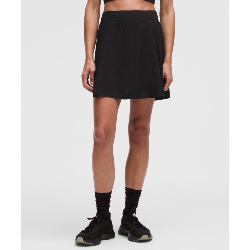 Теннисная юбка Lululemon А-силуэта с боковыми складками *Длинная Черная
