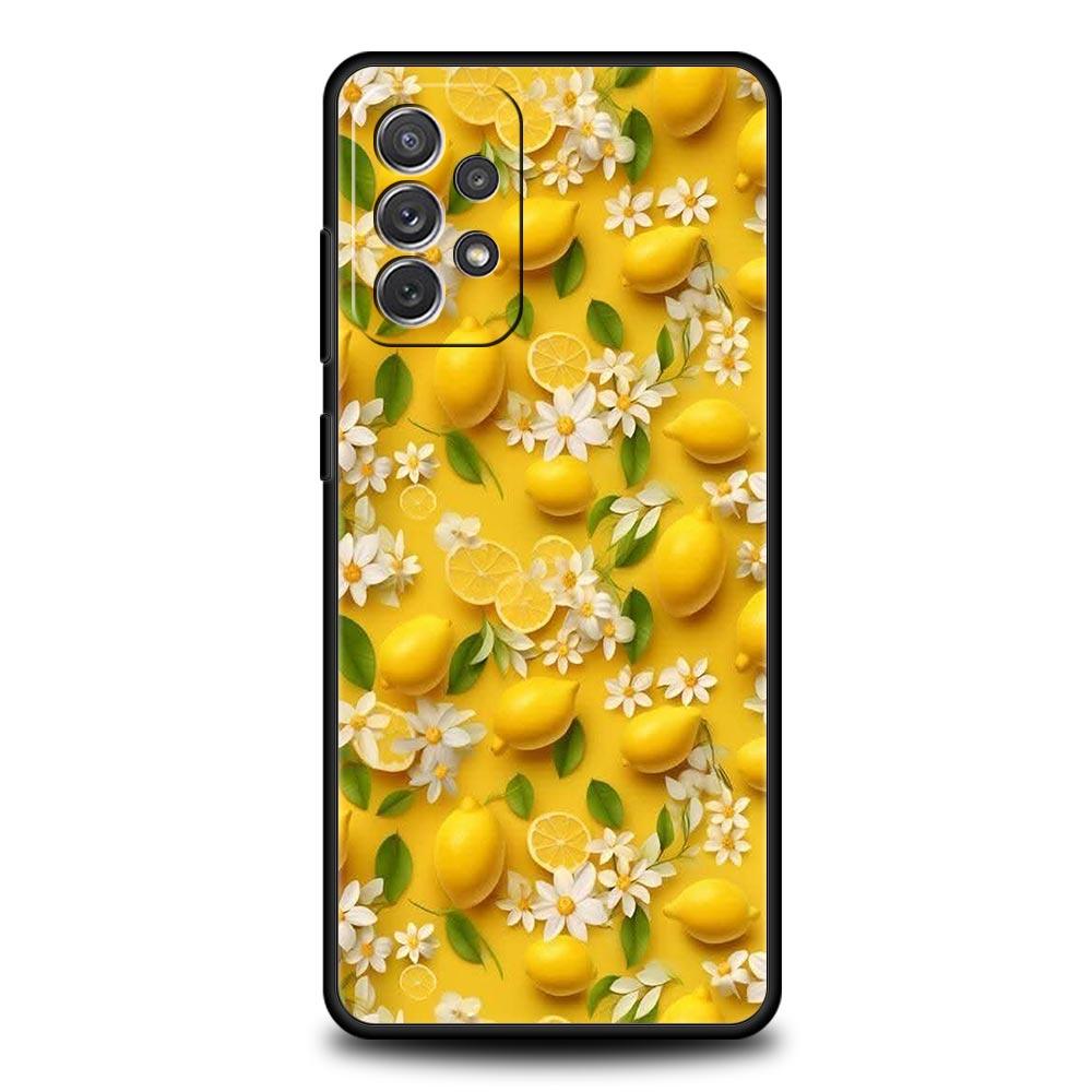 Летний чехол для телефона с принтом лимона и свежих фруктов для Samsung Galaxy A55 A35 A15 A14 A13 A25 A54 A51 A71 A72 A73 A32 A52 A41 5G, мягкий ТПУ