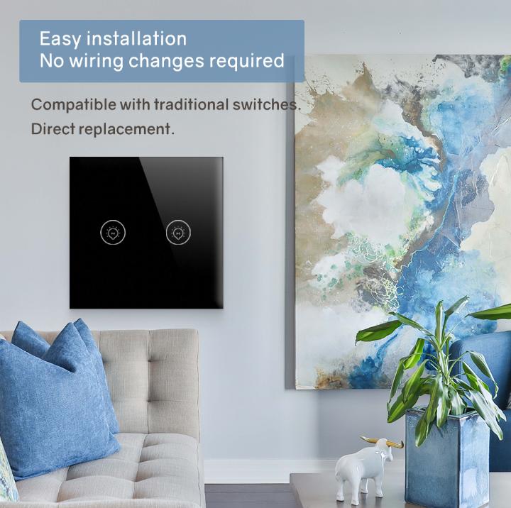 Tuya Zigbee Right-angle Straight Edge Tempered Glass Smart Home Voice Control Smart Touch Light Switch Voice Work with Alexa