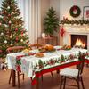 Christmas Tablecloth, Christmas Tree Red Ribbon Waterproof Tablecloth, Round Table Available, Dining Table Decoration Cover