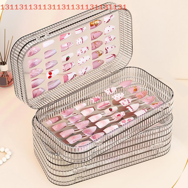 Transparent Plastic Three-Fold Press-On Nail Display Rack Storage Box Organizer for False Nails