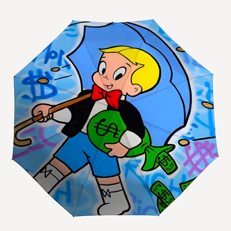 Monopoly Theme Automatic Umbrella, Lightweight & Portable, 8 Rib, Perfect for Outdoor Travel, Birthdays, Christmas, Gifts.
