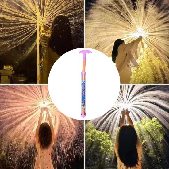 4Pcs Sparklers Water Toy Romantic Splash Toy with Sparkling Spray Pump-Action Porous Water Outlet Toy for Pool Parties Battles Proposals
