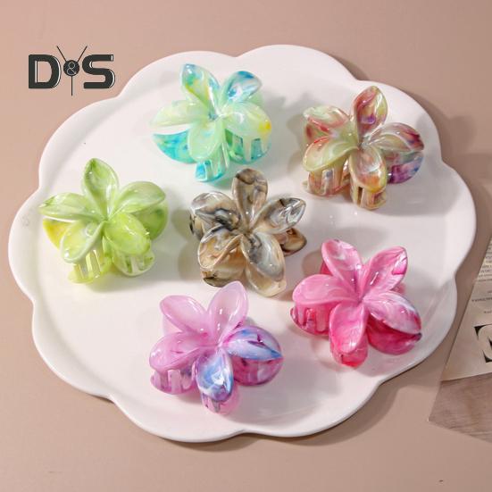 Женская заколка для волос с цветочным узором конфетного цвета, пластиковая заколка для волос в виде акулы, инструмент для укладки волос