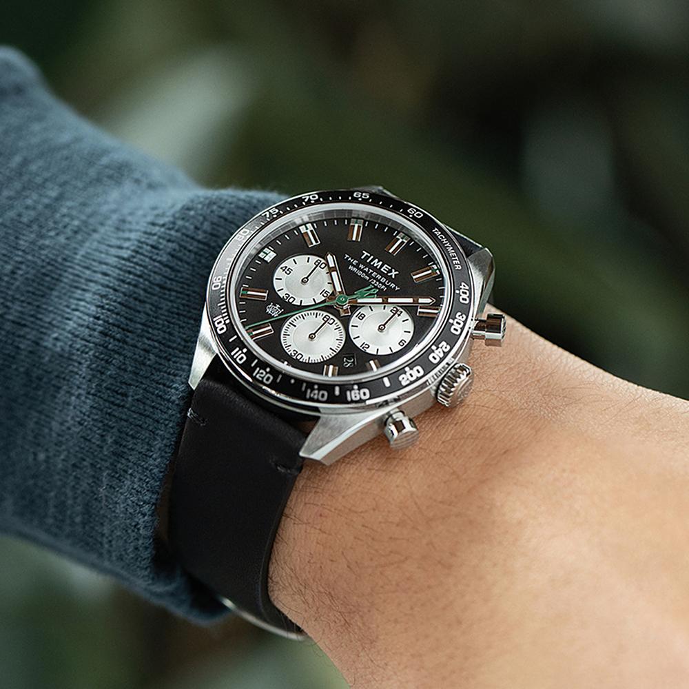 TIMEX Мужские кожаные часы Waterbury Chronograph 41 мм TW2V42500