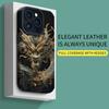 Vertical Grain Leather Dragon Printed Soft Silicone Phone Case Back Cover with Camera Lens Full Protection for iPhone
