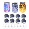 20 LED Solar Mason Jar Lights Waterproof Fairy Firefly Jar Lid with Handles Lights For Patio Garden Wedding Decoration (No Jar)