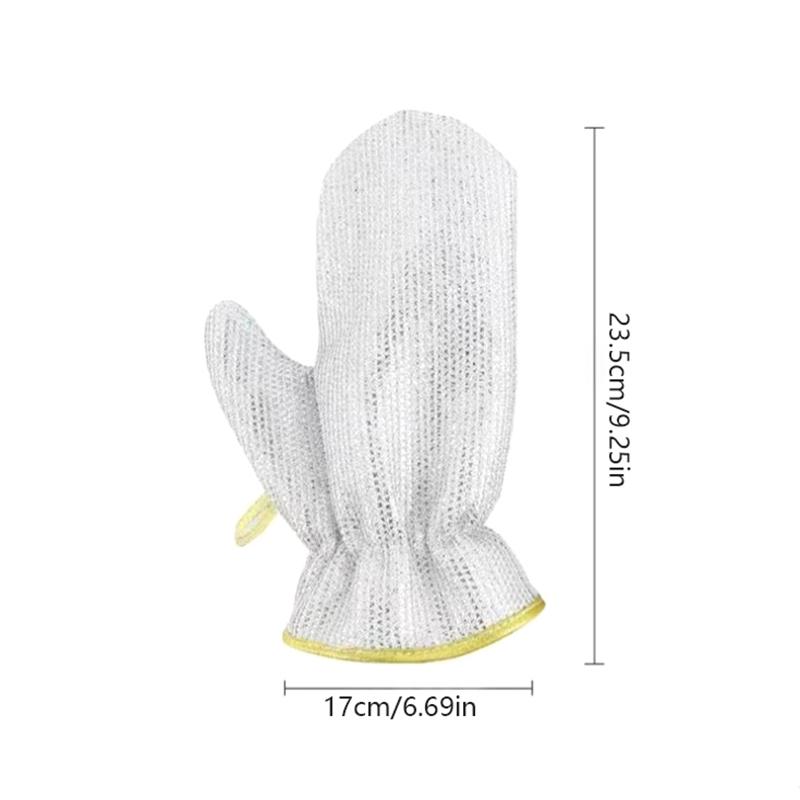 Housework Cleaning Gloves Steel Wire Ball Dishwashing Gloves Waterproof Brush Oil Bowl Artifact Household Cleaning Silver Glove