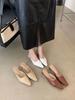 Fashion Casual Women Slides Slippers Outside Mules Shoes Thick Mid Heels Black Beige Brown