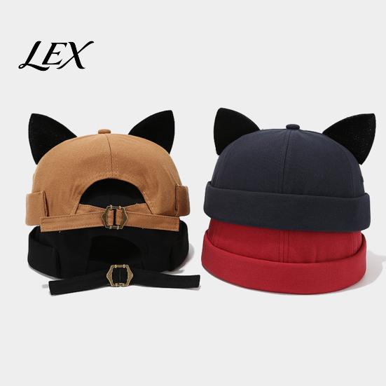 Lightweight Fashion Hat for Women Brimless Cat Ear Hat, Cute Docker Cap, Adjustable Skullcap, Stylish Versatile Daily Sailor Cap Men Street