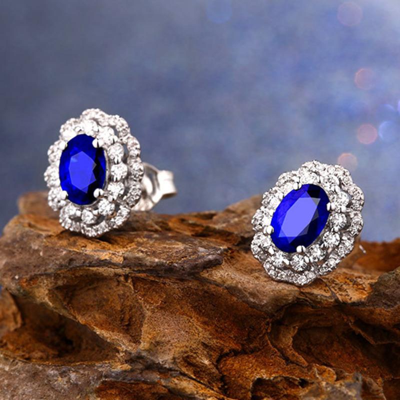 BELLA BOX Роскошный натуральный синий кулон с сокровищами, женский комплект, кольцо с цирконом, женские темпераментные серьги для женщин, комплект ювелирных изделий